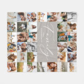 モダン数々のグレー文字ファミリーエレガント フリースブランケット (正面(横))