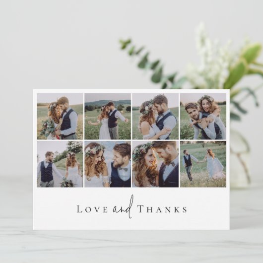 モダン数々のコラージュ結婚の サンキューカード (スタンド正面)