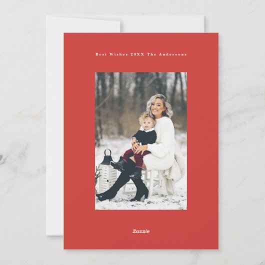 モダン数々のコラージュ赤ブラシhappy シーズンカード (裏面)