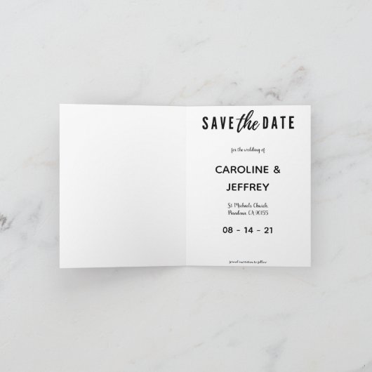 モダン数々のスタイリッシュ写真に日付を保存 案内状 (内部)