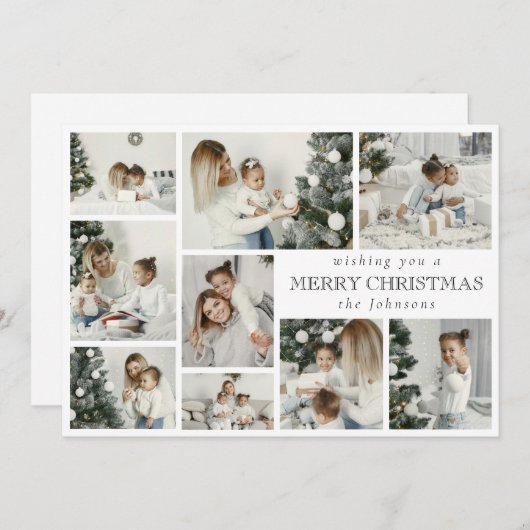 モダン数々のスタイリッシュPhoto Grid Holiday Card シーズンカード (正面/裏面)