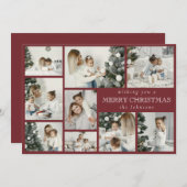 モダン数々のスタイリッシュPhoto Grid Red Holiday Card シーズンカード (正面/裏面)