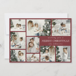 モダン数々のスタイリッシュPhoto Grid Red Holiday Card シーズンカード