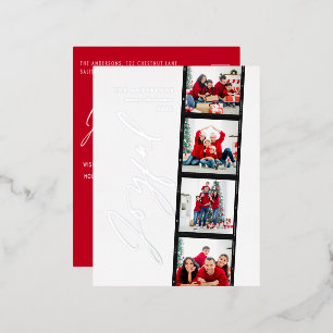 モダン数々のミニマル写真クリスマスレッド 箔シーズンポストカード