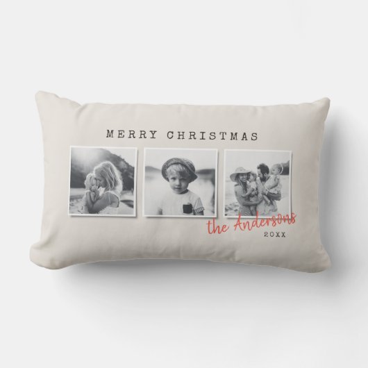 モダン数々のミニマルChristmas photo home decor ランバークッション (正面)