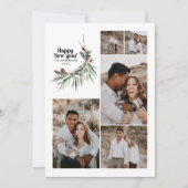 モダン数々の写真水彩植物新年 シーズンカード (正面)