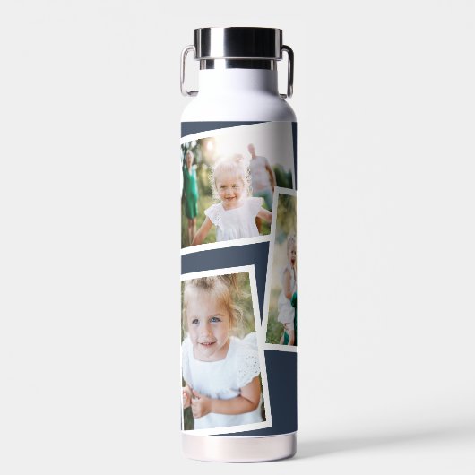 モダン数々の家族ネイビーシンプルブルー ウォーターボトル (正面)