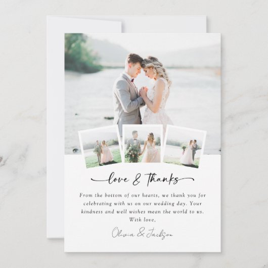 モダン数々の感謝してい写真ラヴ&結婚ズ サンキューカード (正面)