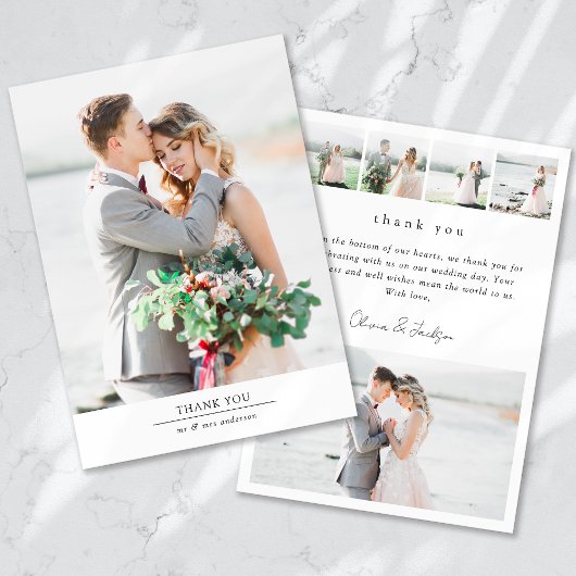 モダン数々の結婚写真 サンキューカード