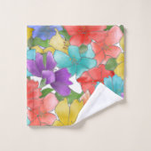 モダン数々の色の水色フローラ バスタオルセット (ウォッシュタオル)