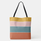 モダン数々の色ブロックストライプパーソナライズされた トートバッグ (裏面)