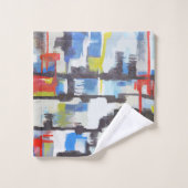 モダン数々の色抽象芸術 バスタオルセット (ウォッシュタオル)