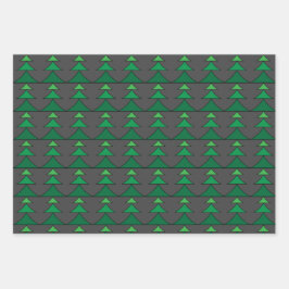 モダン数々の色Xマスの木のパターン ラッピングペーパーシート