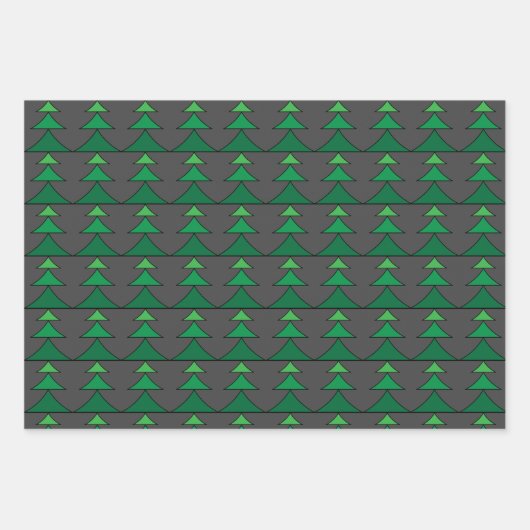 モダン数々の色Xマスの木のパターン ラッピングペーパーシート (正面)