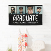 モダン数々の4枚フォトコラージュ大学院ブラック 横断幕 (インサイチュ)