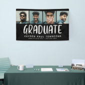 モダン数々の4枚フォトコラージュ大学院ブラック 横断幕 (トレードショー)