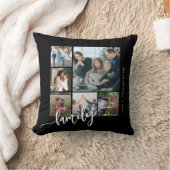 モダン数々のphoto collage family script keepsake クッション (ブランケット)