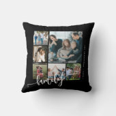 モダン数々のphoto collage family script keepsake クッション (裏面)