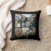 モダン数々のphoto collage family script keepsake クッション (ブランケット)