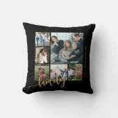モダン数々のphoto collage family script keepsake クッション (正面)