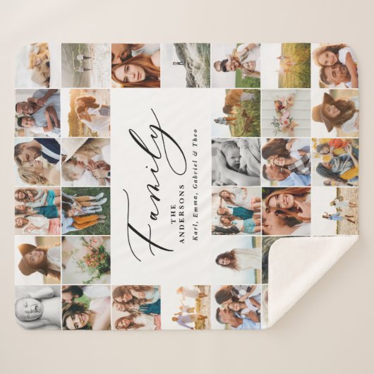 モダン数々のphotoblack scriptファミリーエレガント シェルパブランケット (正面(横))