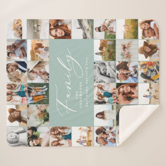 モダン数々のphotoblue scriptファミリーエレガント シェルパブランケット (正面(横))