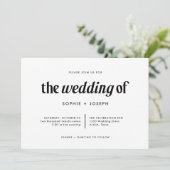 モダン文字と写真 | 白黒結婚の 招待状 (スタンド正面)