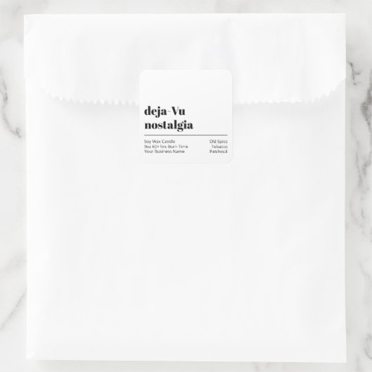 モダン文字の白い製品ラベル スクエアシール (バッグ)