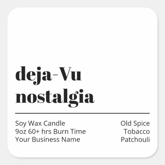 モダン文字の白い製品ラベル スクエアシール (正面)