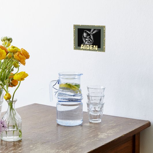 モダン文字はっきりした金ゴールドの小石とMOSS写真 箔ポスター (レイダウン (キッチン))