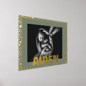 モダン文字はっきりした金ゴールドの小石とMOSS写真 箔ポスター (レイダウン)