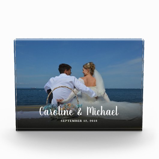 モダン文字オパーソナライズされたーレ結婚イカスタムス フォトブロック (正面)