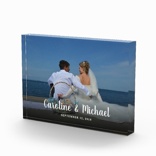 モダン文字オパーソナライズされたーレ結婚イカスタムス フォトブロック (右)