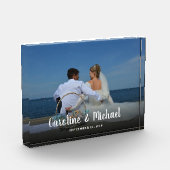 モダン文字オパーソナライズされたーレ結婚イカスタムス フォトブロック (左)