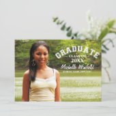 モダン文字オーバーレイ写真卒業 招待状 (スタンド正面)
