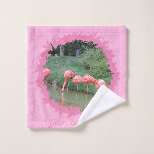 モダン文字カスタムとピンク色の写真 ウォッシュタオル (ウォッシュタオル)