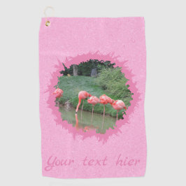 モダン文字カスタムとピンク色の写真 ゴルフタオル