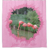 モダン文字カスタムとピンク色の写真 シャワーカーテン (正面)