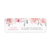 モダン文字カスタムタイポグラフィ水色フローラ ラベル (正面)