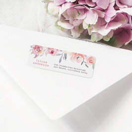 モダン文字カスタムタイポグラフィ水色フローラ ラベル