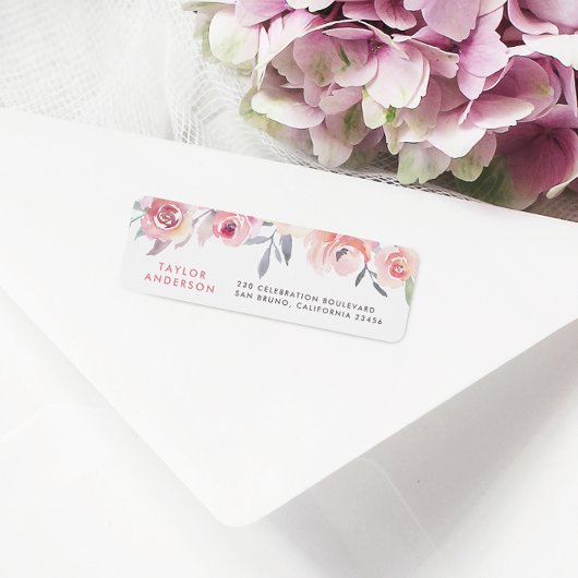 モダン文字カスタムタイポグラフィ水色フローラ ラベル