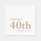 モダン文字カスタム赤面ピンク40番名日付 スタンダードカクテルナプキン (正面)