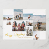 モダン文字カスタム金ゴールドメリークリスマスコラージュ 箔シーズンカード (正面)