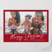 モダン文字カスタム金ゴールドメリークリスマスコラージュ 箔シーズンカード (裏面)