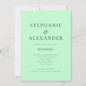 モダン文字ミントQRコー結婚ド 招待状 (正面)