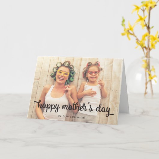 モダン文字写真お母さんの日あいさつカード カード (黄色い花)