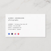 モダン文字写真家名刺 名刺 (裏面)