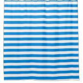 モダン文字名テンプレート青(白)を追加ストライプの シャワーカーテン (正面)