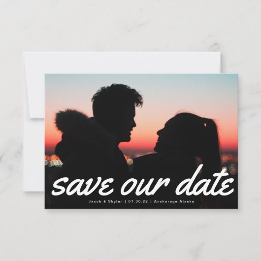 モダン文字数々の写真の発表 セーブザデート (正面)