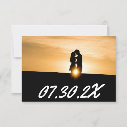 モダン文字数々の写真の発表 セーブザデート (裏面)